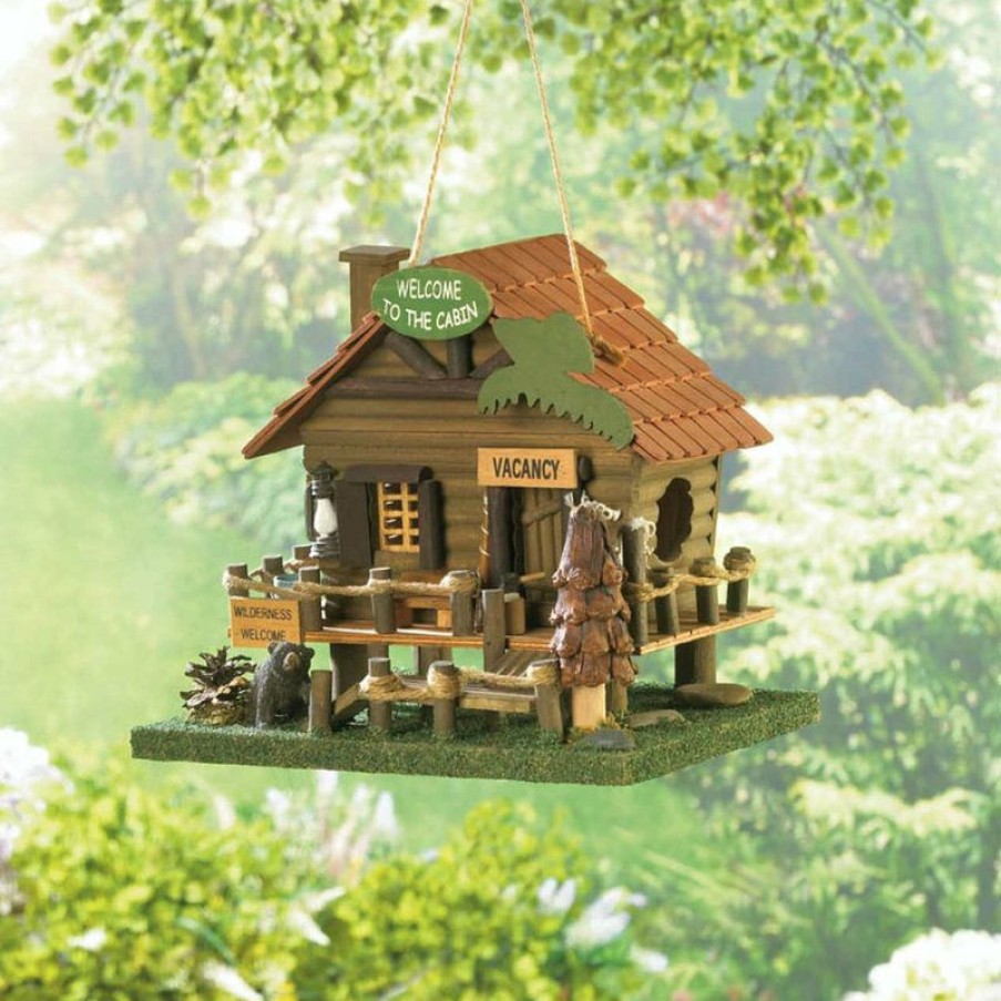 Outdoor Decor * Outlet Songbird Valley Woodland Cabin Birdhouse