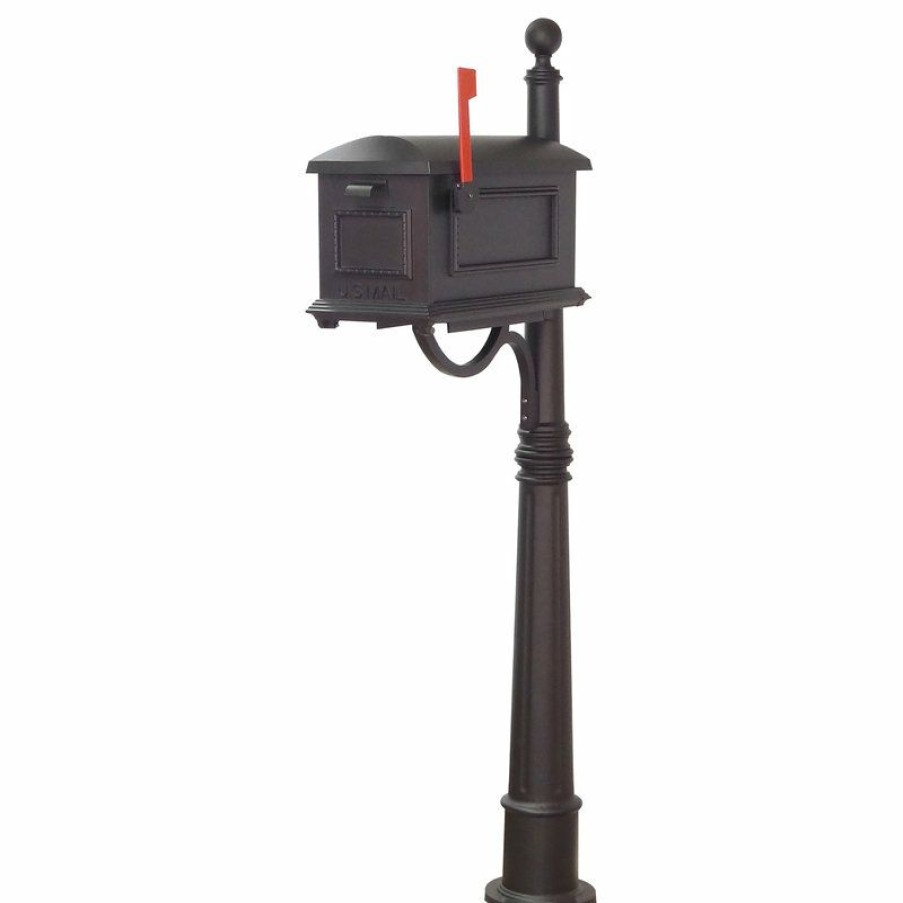 Mailboxes * Best Deal Special Lite Products Company Traditional Curbside Mailbox With Ashland Mailbox Post Unit, Black