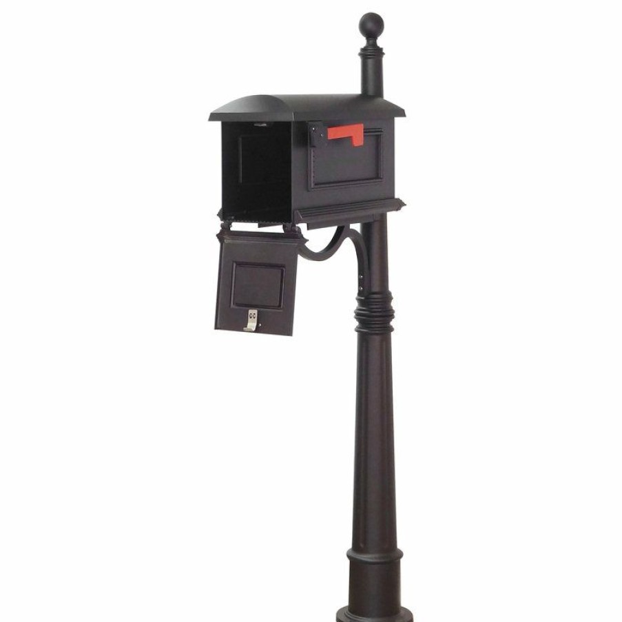 Mailboxes * Best Deal Special Lite Products Company Traditional Curbside Mailbox With Ashland Mailbox Post Unit, Black