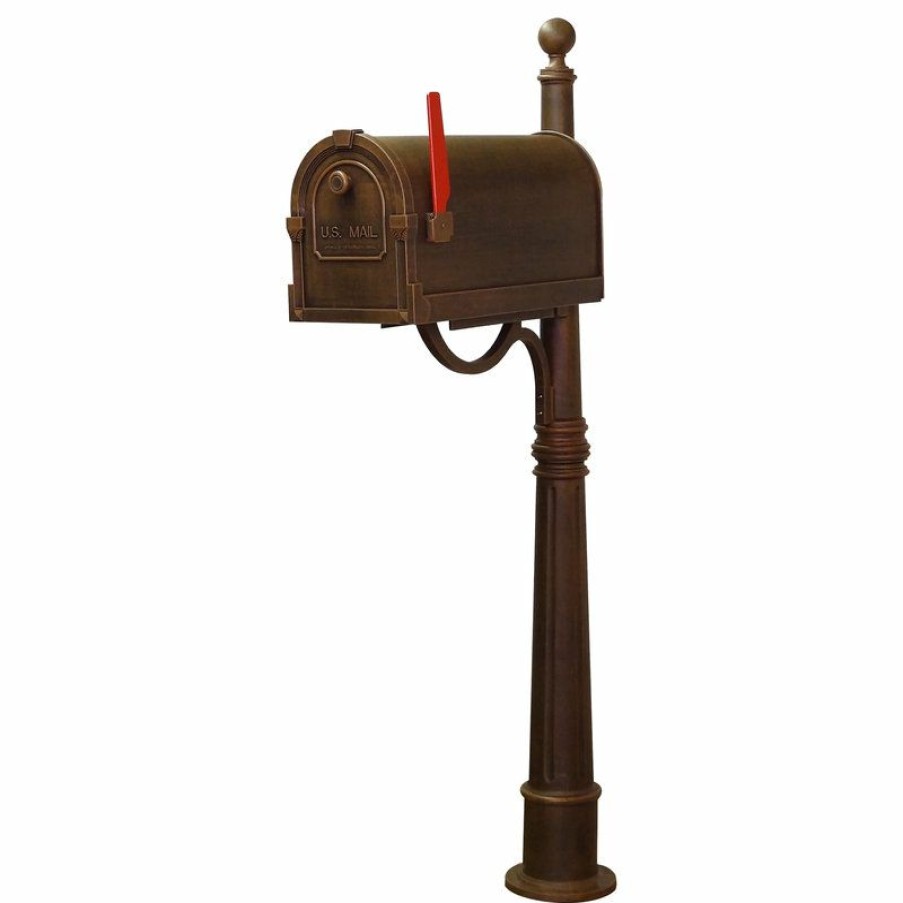 Mailboxes * Discount Special Lite Products Company Savannah Curbside Mailbox With Ashland Mailbox Post Unit, Copper