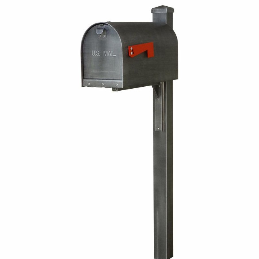 Mailboxes * Budget Special Lite Products Company Titan Steel Curbside Mailbox And Wellington Post, Swedish Silver