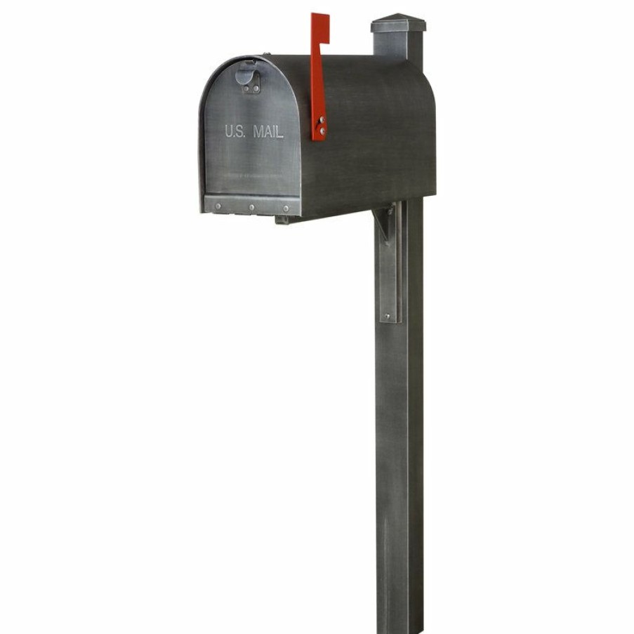 Mailboxes * Budget Special Lite Products Company Titan Steel Curbside Mailbox And Wellington Post, Swedish Silver