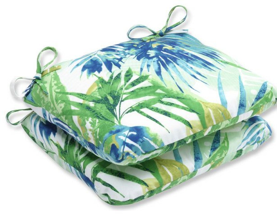 Outdoor Decor * Top 10 Pillow Perfect Inc Soleil Blue/Green Rounded Corners Seat Cushion, Set Of 2