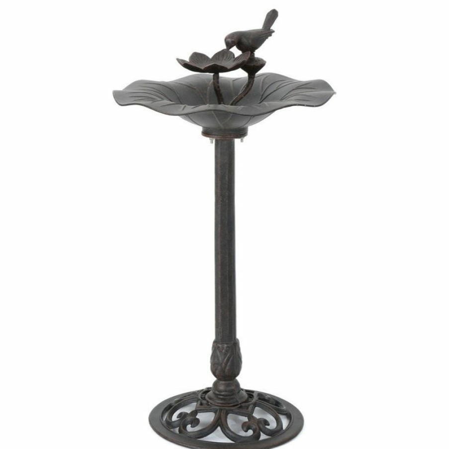 Outdoor Decor * Hot Sale Gdfstudio Gdf Studio Lancaster Outdoor Bronze Aluminum Top Bird Bath With Iron Base