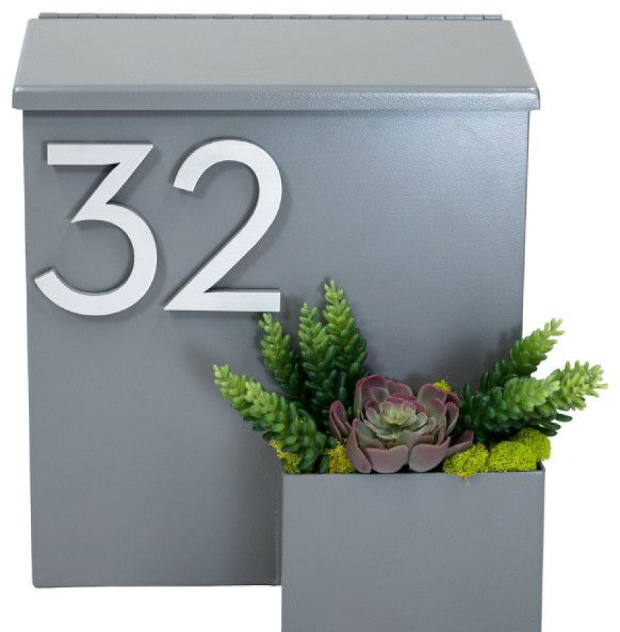 Mailboxes * Wholesale Modern Aspect Greetings Wall Mounted Mailbox W/ House Numbers, Gray, With Numbers