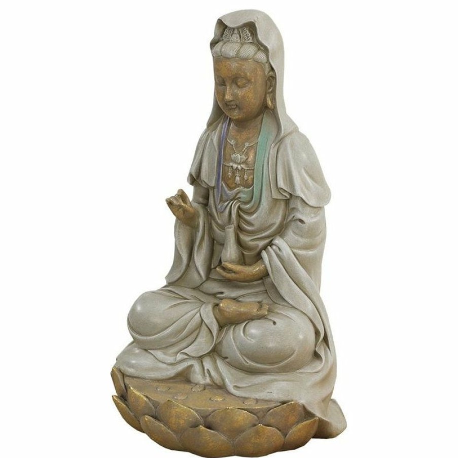 Outdoor Decor * Wholesale Design Toscano Goddess Guan Yin Seated On A Lotus Statue