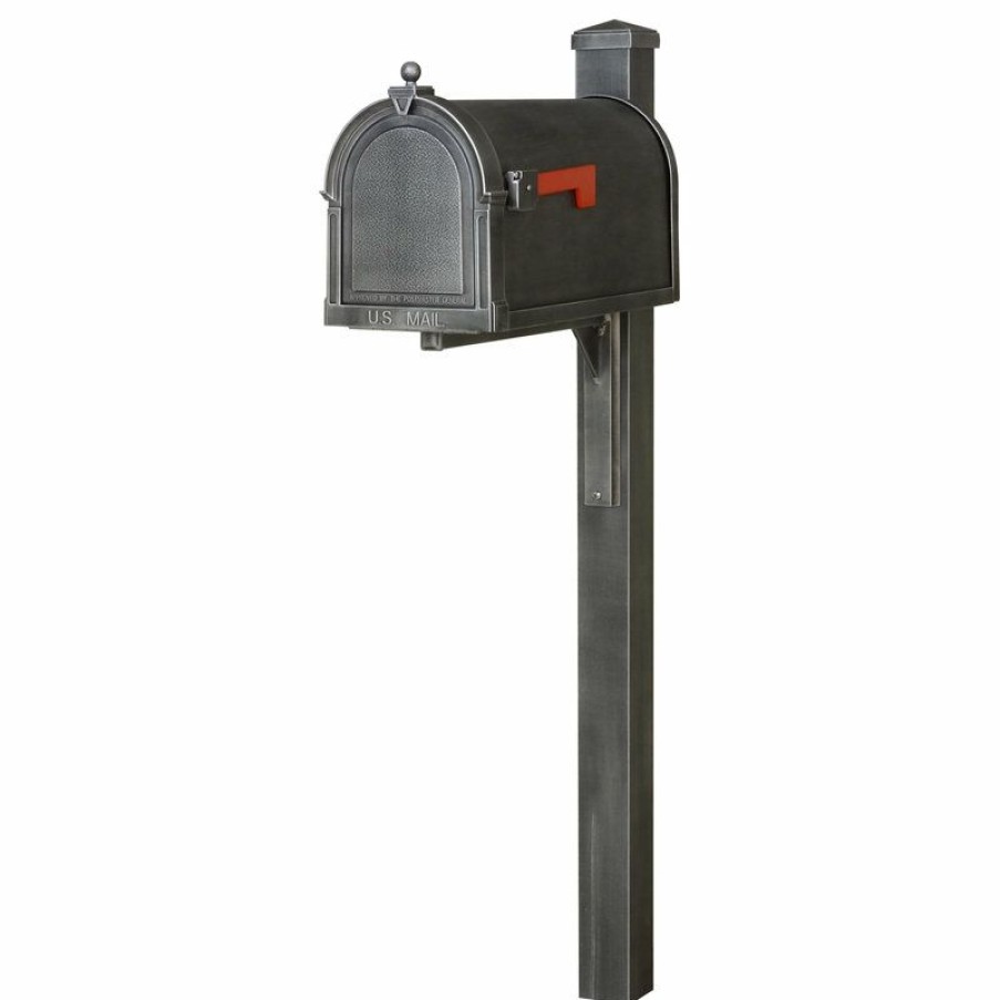 Mailboxes * Deals Special Lite Products Company Berkshire Curbside Mailbox And Wellington Decorative Post, Swedish Silver