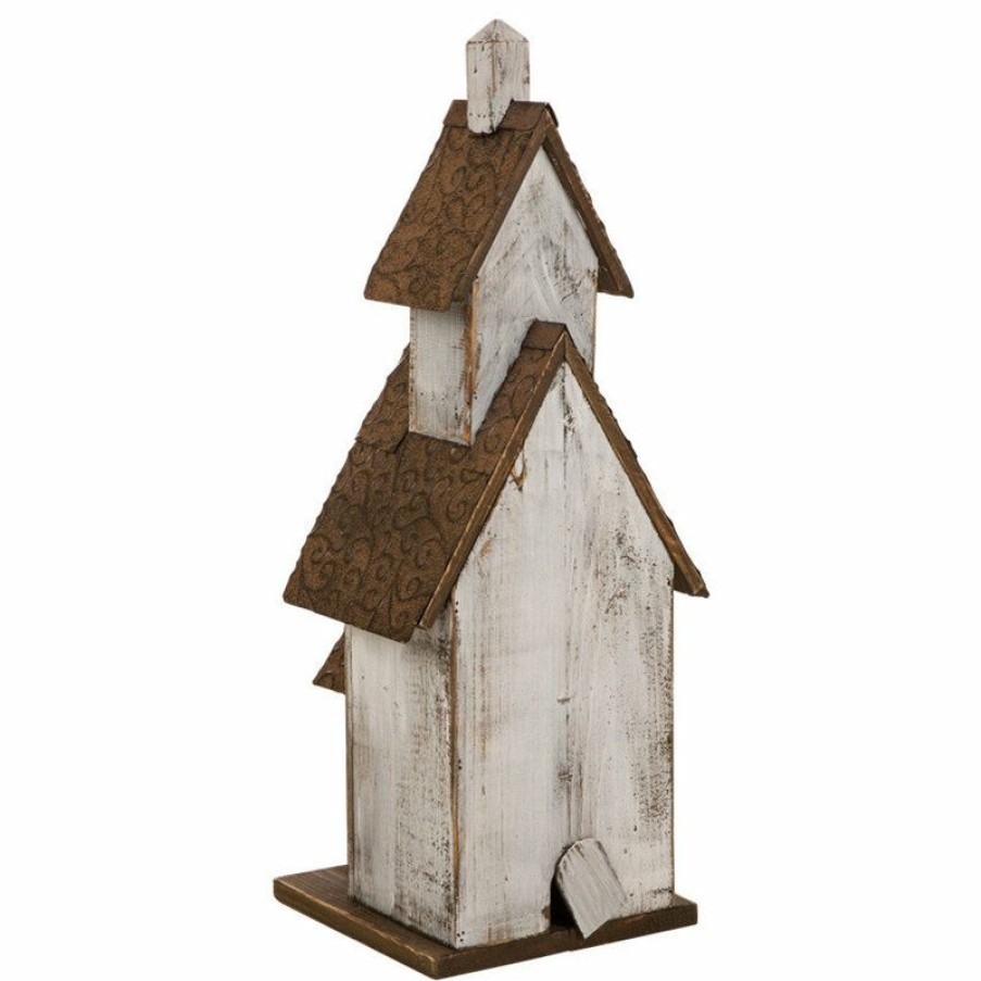 Outdoor Decor * Best Deal Glitzhome 23.62 Oversized Rustic Wood White Birdhouse