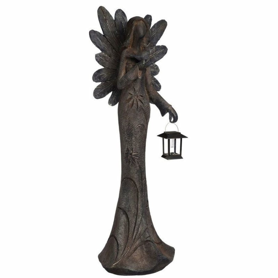 Outdoor Decor * Best Sale Cape Craftsmen Angel Garden Statue With Solar Lantern, 42 High