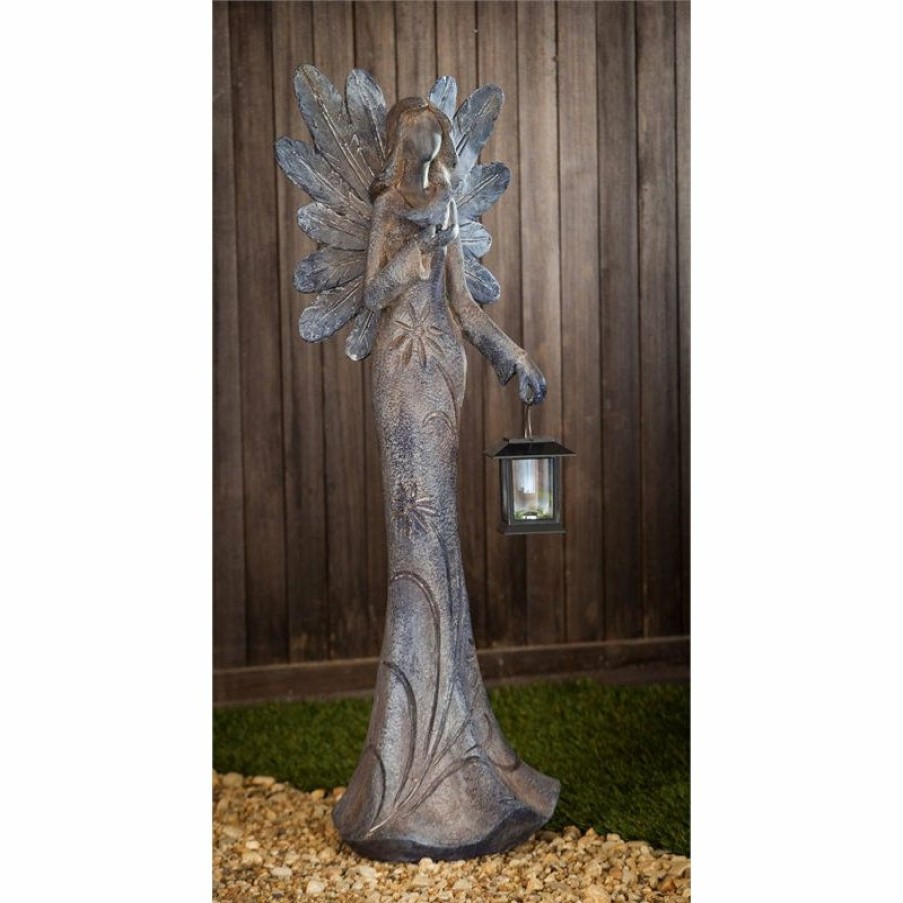 Outdoor Decor * Best Sale Cape Craftsmen Angel Garden Statue With Solar Lantern, 42 High